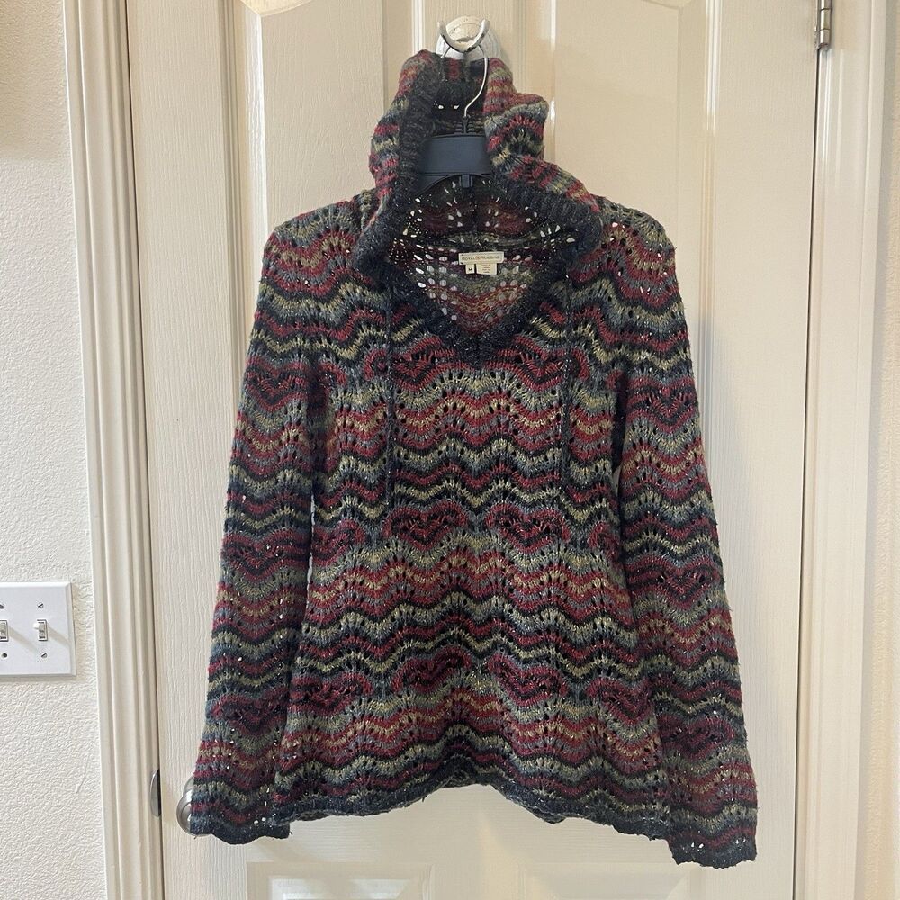 Royal Robbins Knit Sophia Hoodie Sweater Wool Blend Chevron Women's Size Medium